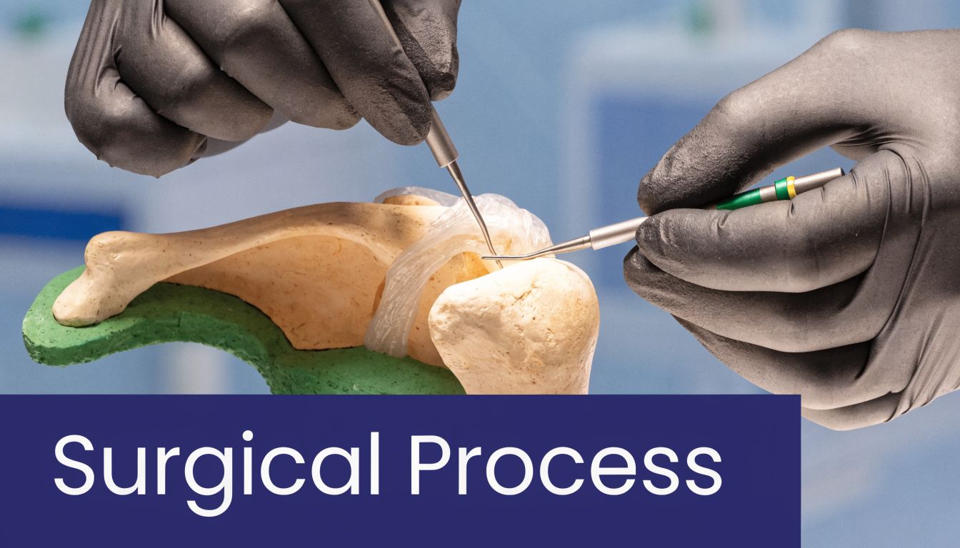 Rotator Cuff Repair: Your Complete Patient Guide 2 A surgeon using medical instruments to perform a simulated rotator cuff repair on a bone model.