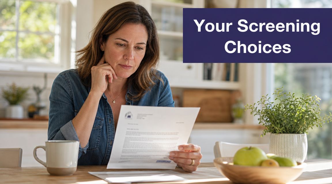 Private Smear Tests: A Guide to Your Options in 2026 1 A woman sitting at a wooden table looking thoughtfully at a medical document in her home.